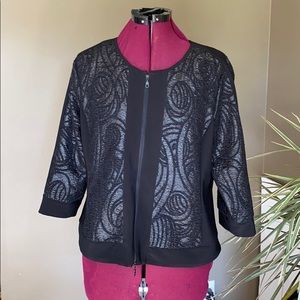 R&M Richards Black Zippered Blazer (Size 14)